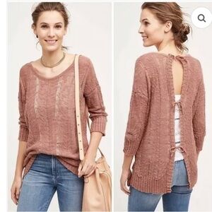 Anthropologie Knitted & knotted Women's Knit Sweater Rust tie up spring summer